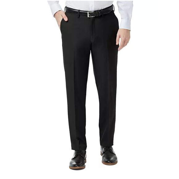 HAGGAR Men's Performance Comfort Dress Pant Straight Fit Black 34W x 30L NWT - Picture 1 of 12